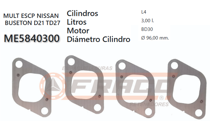 JUNTA DE ESCAPE. NISSAN TRUCK TD27 2.7 (X4) METAL