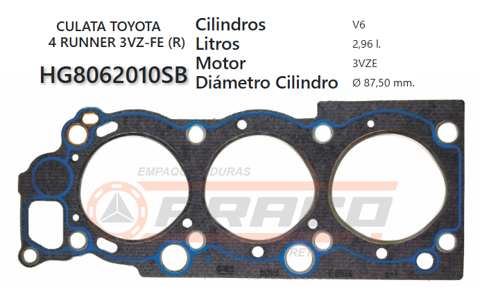 JUNTA DE CULATA TOYOTA RUNNER 3VZE 3.0 88/95 DER.