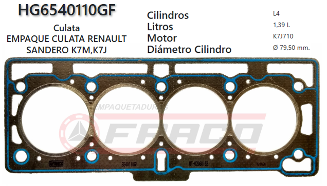 JUNTA DE CULATA RENAULT LOGAN E7J-700 1.4L