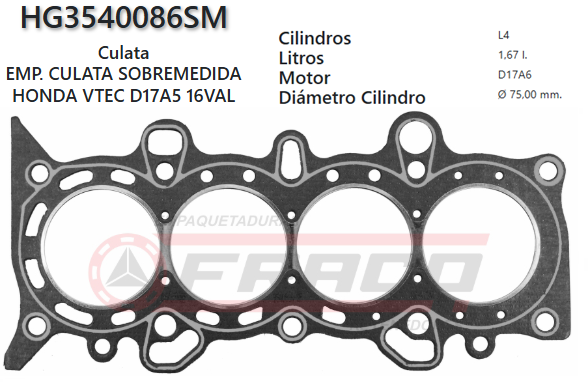 JUNTA DE CULATA HONDA CIVIC D17A1..A7, D17Z3 01/UP 2.0MM