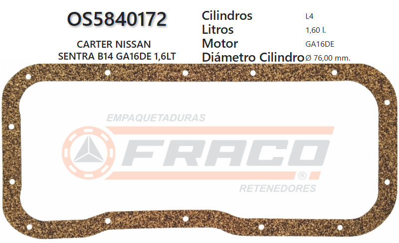 JUNTA DE CRANK NISSAN SUNNY GA14DS/GA16/GA16DS 88/UP