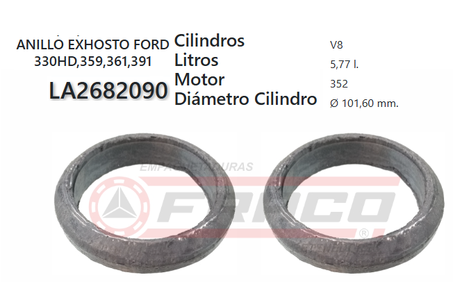 JUNTA DE MUFFLER FORD 330, 352, 361,360, 370, 390, 391