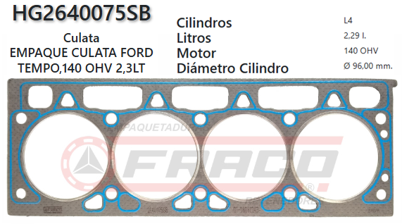 JUNTA DE CULATA FORD TEMPO 140 2.3 84/85
