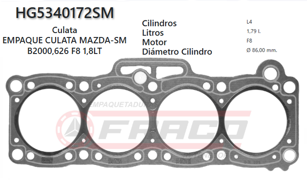 JUNTA DE CULATA MAZDA F8 626 1.8 83/88 B2000 (2.0MM)