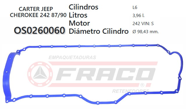 JUNTA DE CRANK JEEP CHEROKEE 4.0 87/03