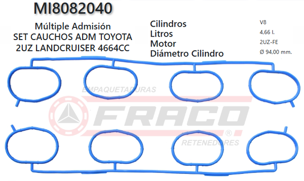 JUNTA DE ADMISION TOYOTA LEXUS 2UZ-FE GX/LX470 4.7L 98/05