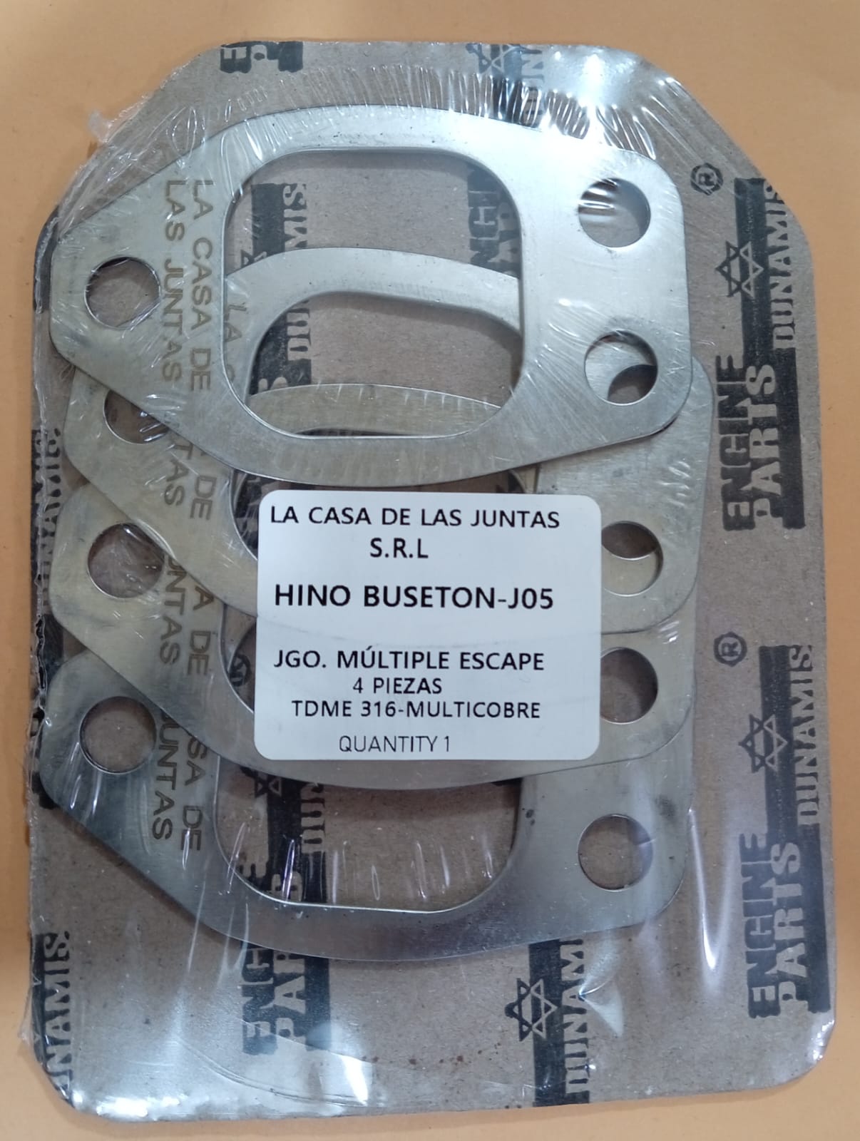 JUNTA DE TURBO HINO Buseton / J 05 (4 Piezas)