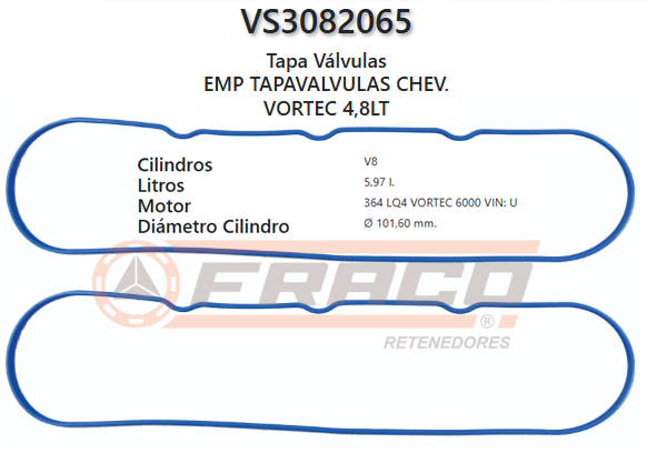 JUNTA DE T/VALVULA CHEVROLET SILVERADO, SUBURBAN 293 4.8/5.9L 08/14 (X2)