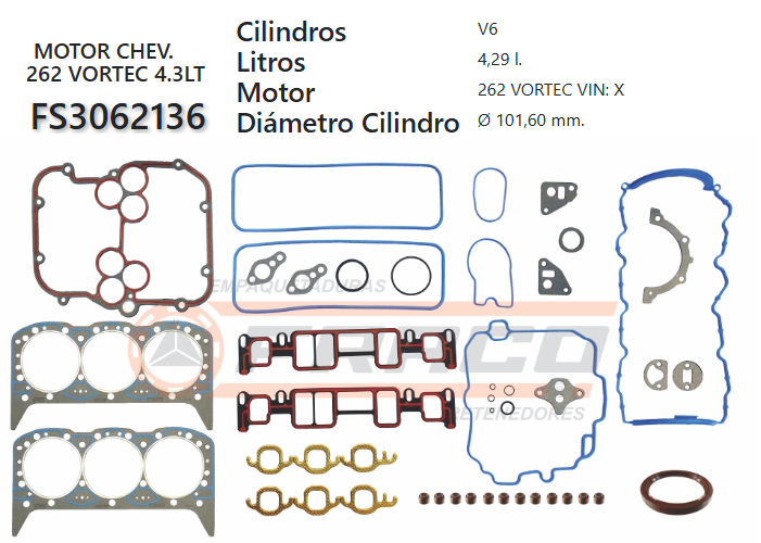 Junta de JUEGO JUNTAS CHEVROLET BLAZER S-10 262 4.3 96/99