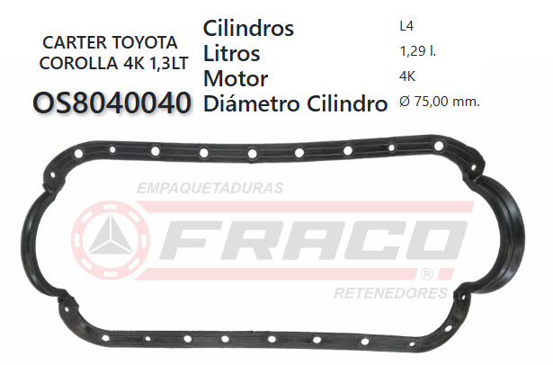 JUNTA DE CRANK TOYOTA COROLLA 3K 78/83