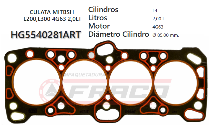 JUNTA DE CULATA MITSUBISHI 4G63/BT 81/93 L200,L300 (A.R.T. GAS)