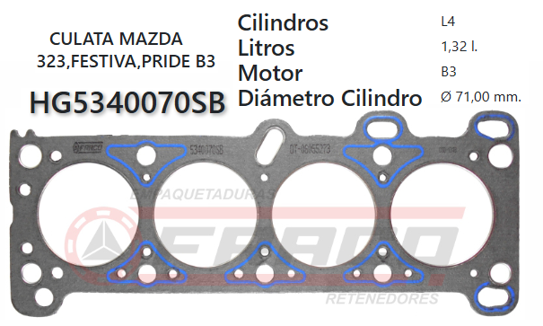 JUNTA DE CULATA MAZDA 323,B3,1.6 92/94