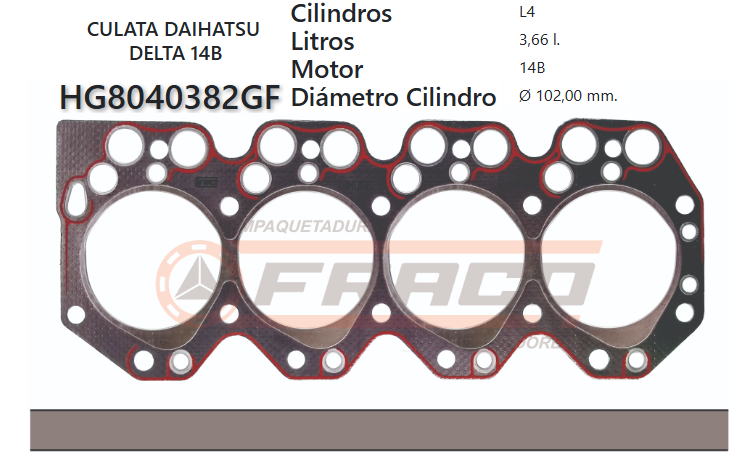 JUNTA DE CULATA TOYOTA 14B / DAIHATSU DELTA 3.7 88/95 (GRAFITO)
