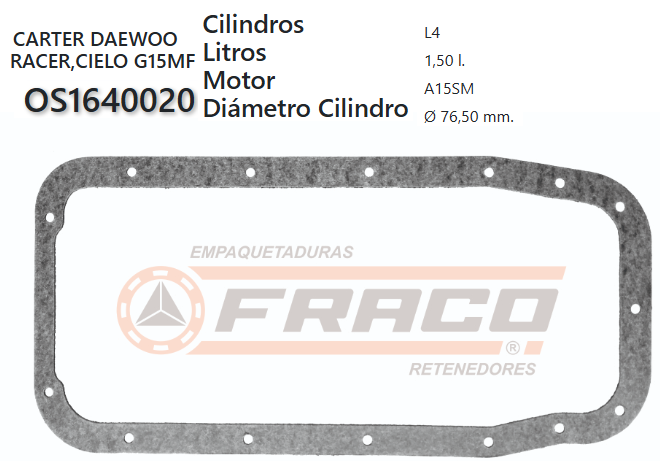 JUNTA DE CRANK DAEWOO RACER 1.5 A15DM/A15DMS 89/UP