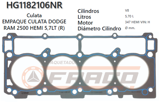 JUNTA DE CULATA CHRYSLER DODGE RAM 5.7L 347HEMI - DER.