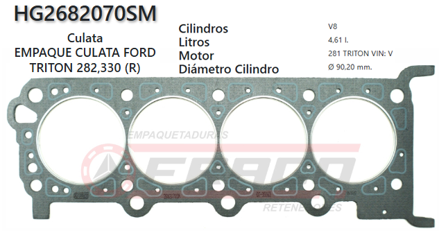 JUNTA DE CULATA FORD F150/250, EXPEDITION, 281, 4.6L 87/03 (DER)