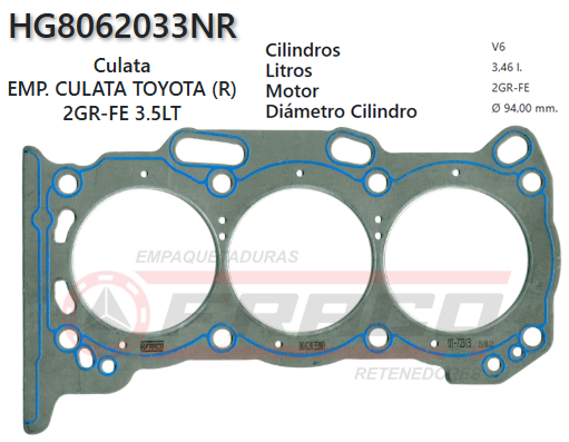JUNTA DE CULATA TOYOTA AVALON/ CAMRY/SIENNA 2GR-FE 05/07(R)