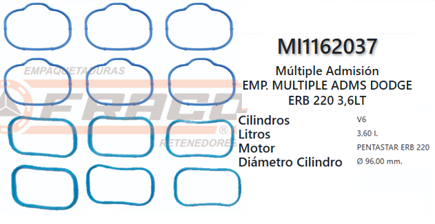 JUNTA DE ADMISION JEEP GRAND CHEROKEE, WRANGLER, 220, 3.6L 11/UP