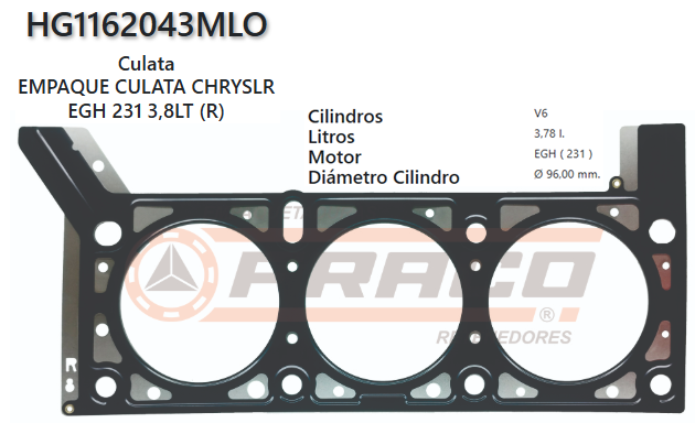 JUNTA DE CULATA CHRYSLER / DODGE CARAVAN, 231, 3.8L, 04/10 (DER)