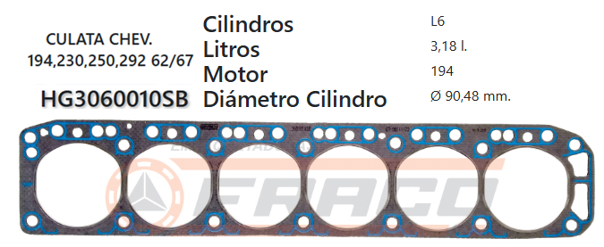 JUNTA DE CULATA CHEVROLET 250/292 AUTOS 75/79 CAMIONETAS 79/84,CA