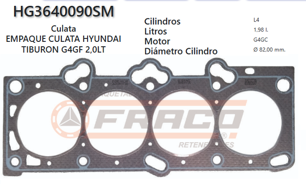 JUNTA DE CULATA HYUNDAI ELANTRA 1.8/2.0 G4GC 03/11 (2.0MM)