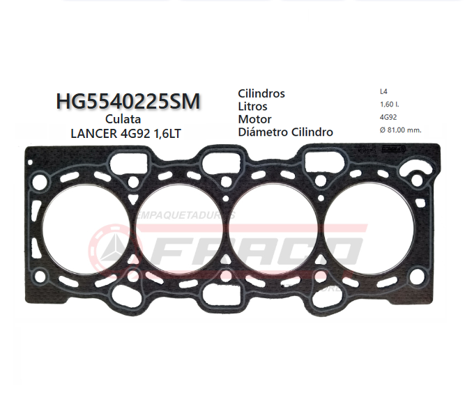 JUNTA DE CULATA MITSUBISHI GALANT 4G93 1.8 DOHC 16V 92/95 2.0MM