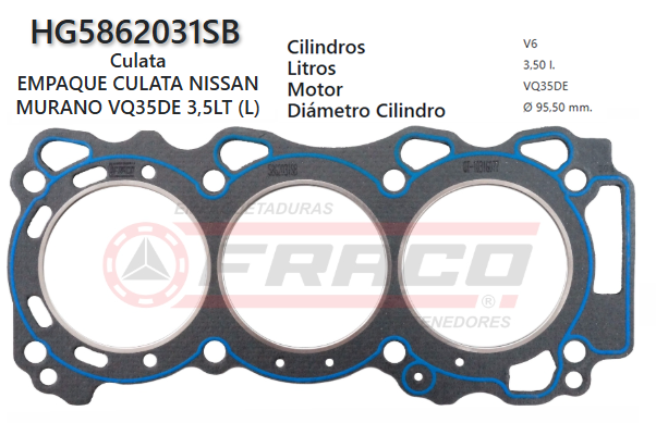 JUNTA DE CULATA NISSAN PATHFINDER, FRONTIER VQ35DE/VQ40DE 3.5/4.0 (R)