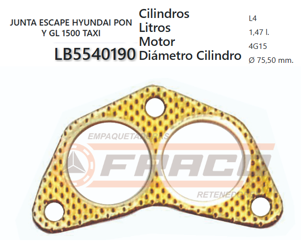 JUNTA DE MUFFLER MITSUBISHI/HYUNDAI G15B 1.5 83/94 EXCEL