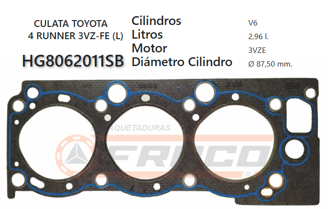 JUNTA DE CULATA TOYOTA RUNNER 3VZE 3.0 88/95 IZQ.