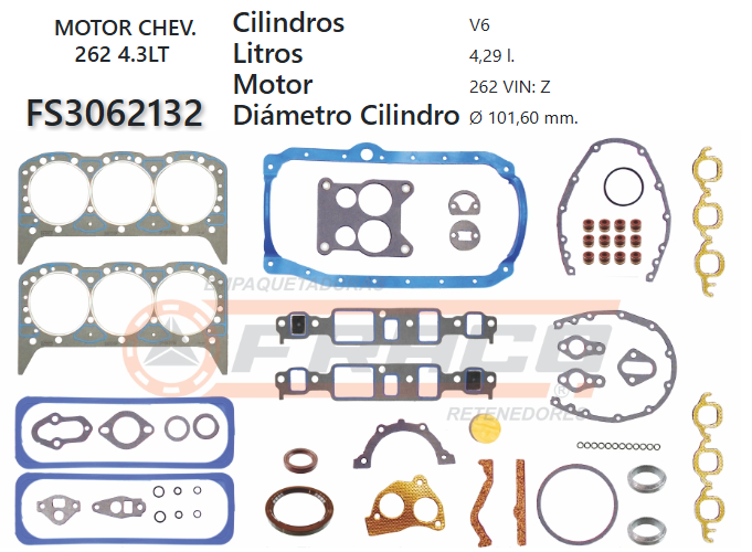 Junta de JUEGO JUNTAS CHEVROLET 262 4.3 MINI BLAZER 91/93