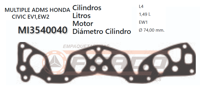 JUNTA DE ADMISION HONDA CIVIC EW/EW1.83UP 16VAL