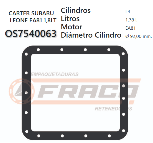 JUNTA DE CRANK SUBARU LEONE EA81 79/89