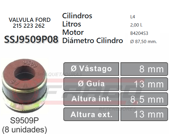 JUNTA DE SELLOS VALV FORD 351w /c/m 400,302,260,350,289,240,300,140/CHEVROLET