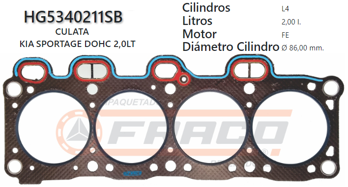 JUNTA DE CULATA KIA SPORTAGE 16 VAL. FE 95/UP