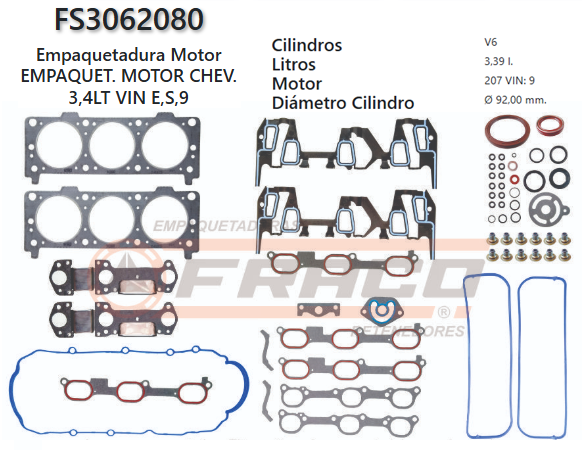 Junta de JUEGO JUNTAS CHEVROLET LUMINA, EQUINOX 204 3.4L 93/05