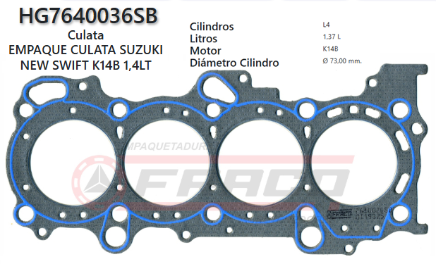 JUNTA DE CULATA SUZUKI SWIFT / SPLASH K14B ,1.2/1.4L , 08/14