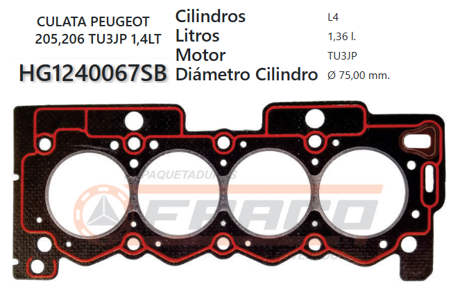 JUNTA DE CULATA PEUGEOT  205/206/307  TU3JP 1.4 87/01