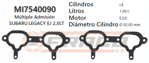 JUNTA DE ADMISION SUBARU IMPREZA EJ20E 94/_