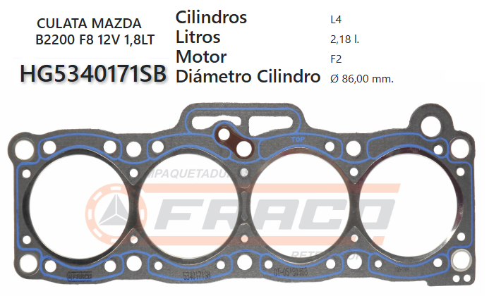 JUNTA DE CULATA MAZDA 626 F2 SOHC 8VAL. 1800CC 87UP