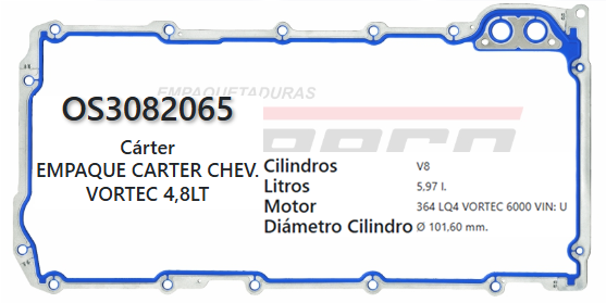 JUNTA DE CRANK CHEVROLET SILVERADO, SUBURBAN, SIERRA 293 4.8L
