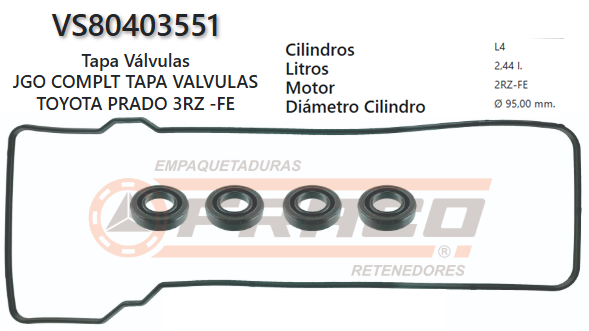JUNTA DE T/VALVULA TOYOTA HILUX/PRADO 2RZ-FE/3RZ-FE 2.4/2.7 95/02