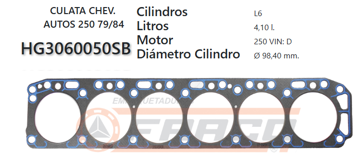 JUNTA DE CULATA CHEVROLET 250 79/84