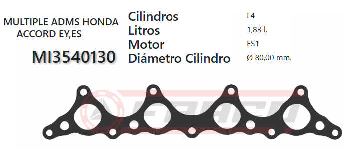 JUNTA DE ADMISION HONDA ACCORD ES1/ES2.83/UP.16VAL
