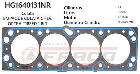 JUNTA DE CULATA CHEVROLET OPTRA T18SED 1.8L 03/UP