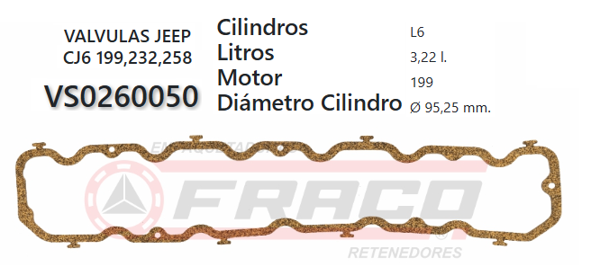 JUNTA DE T/VALVULA AMC/JEEP CHEROKEE 199/232/258 66/80
