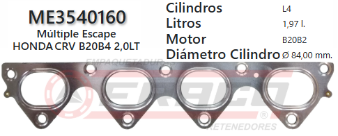 JUNTA DE ESCAPE. HONDA CRV B20B2 2.0 97/00