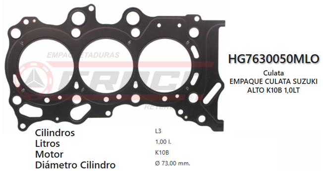 JUNTA DE CULATA SUZUKI ALTO, CELERIO, SPRESSO 1.0L K10B 09/22
