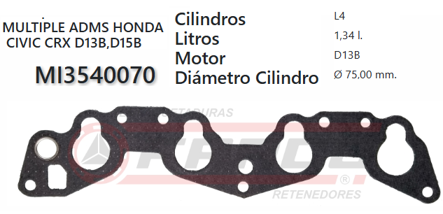 JUNTA DE ADMISION HONDA CIVC D15B/B2  88/92