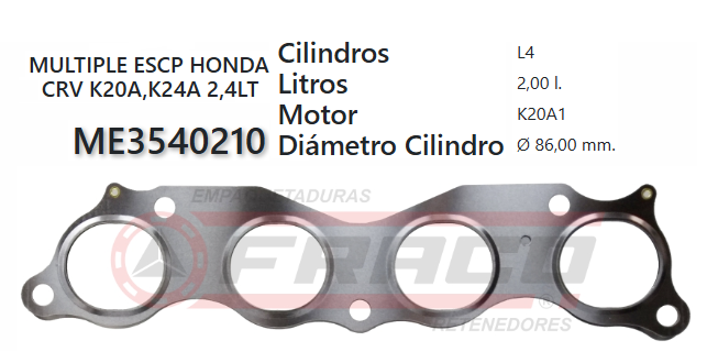 JUNTA DE ESCAPE. HONDA CRV K20A/1/4, K24A1 2.0/2.4 02/05