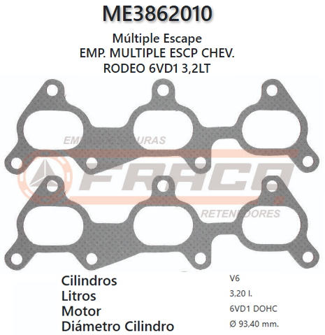 JUNTA DE ESCAPE. ISUZU TROOPER/RODEO SPORT 6VD1 3.2L 92/03 (2und)